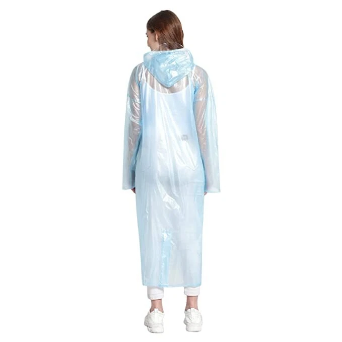 Unisex Transparent Zig-Zag Raincoat – Blue | Size XL | Lightweight with Hood 2PC - Image 3 of 4