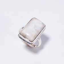 Howlite Gemstone Statement Ethnic Ring Size 925 Silver For Women