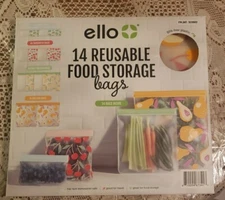 Ello Plastic Reusable Food Storage BPA-Free Bags 14 Pack - New