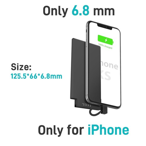 TNTOR Batterie Externe 5000mAh Ultra Fine de 6 mm avec Câble pour iphone Comp... - Photo 4/6