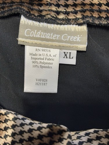 Coldwater Creek Pants Set Outfit Houndstooth Black/Tan Size XL New - Picture 3 of 6