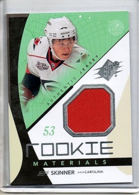 JEFF SKINNER 2010-11 SPx ROOKIE MATERIALS RED WORN JERSEY-ROOKIE