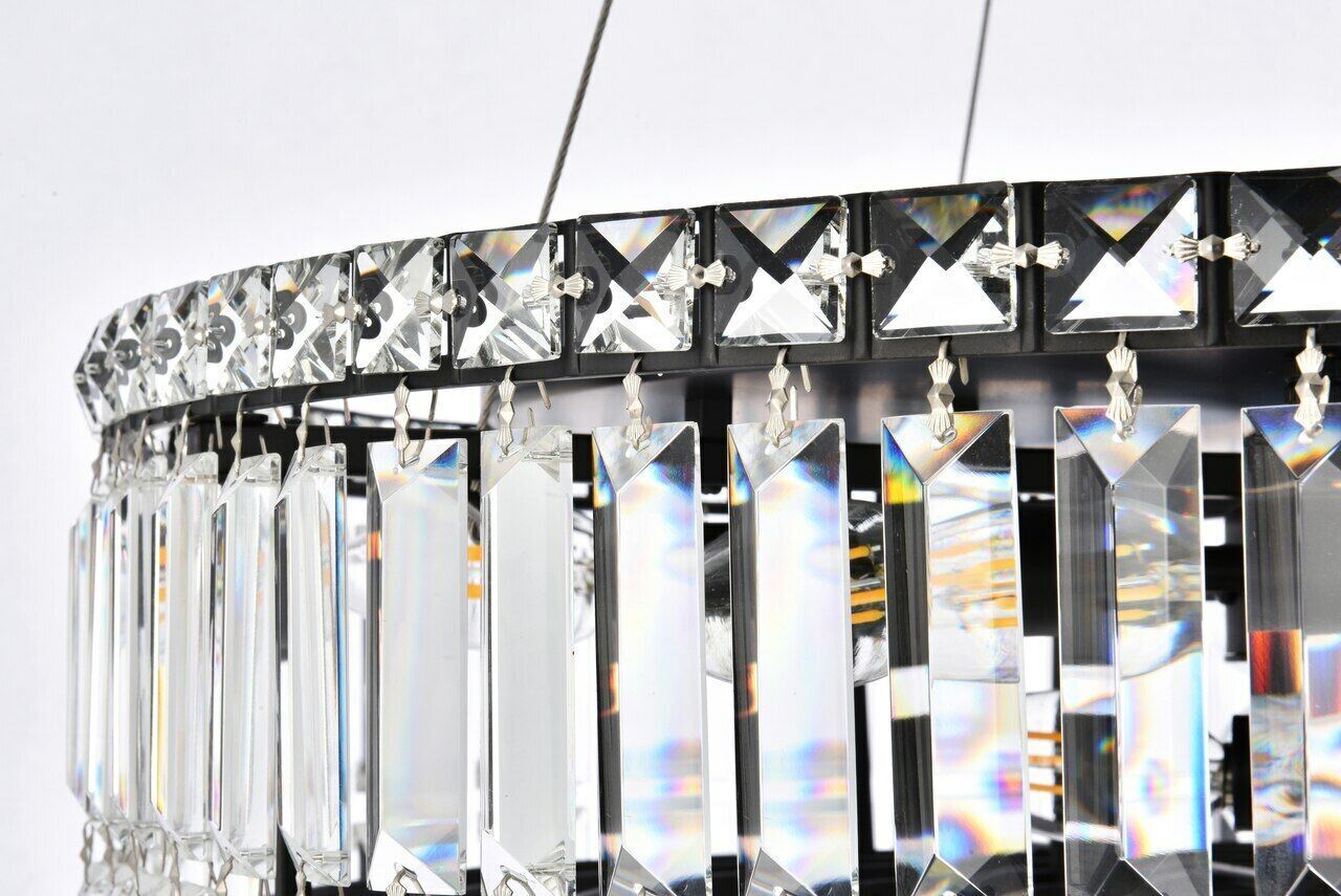 Crystal Chandelier Black Foyer Dining Room Kitchen Island 12 Light Fixture 24"