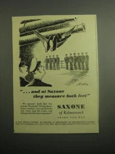 1948 Saxone Shoes Ad - Cartoon by Anton - at Saxone they measure both feet