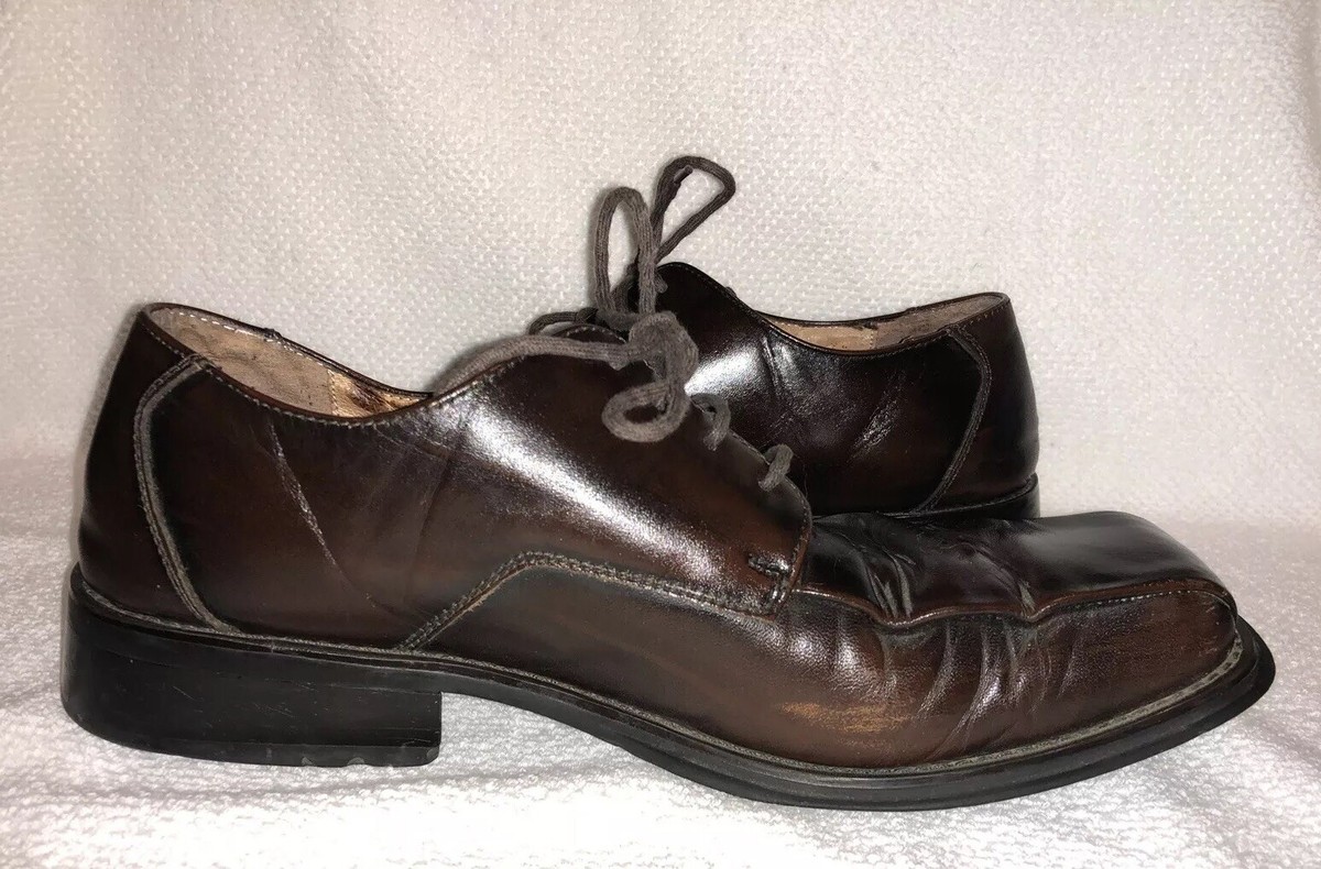 Natha Studio Dark Rich Brown Leather Shoes Men 10.5 US Square Toe 