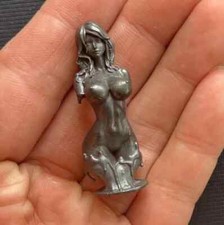 2" Brass Hot Big Boob Girl Statue Art Beauty Model Figurine Artwork Collection