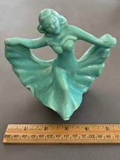 WALKER POTTERIES TEAL AQUA ART DECO BALLROOM DANCING LADY FIGURINE #900 VTG