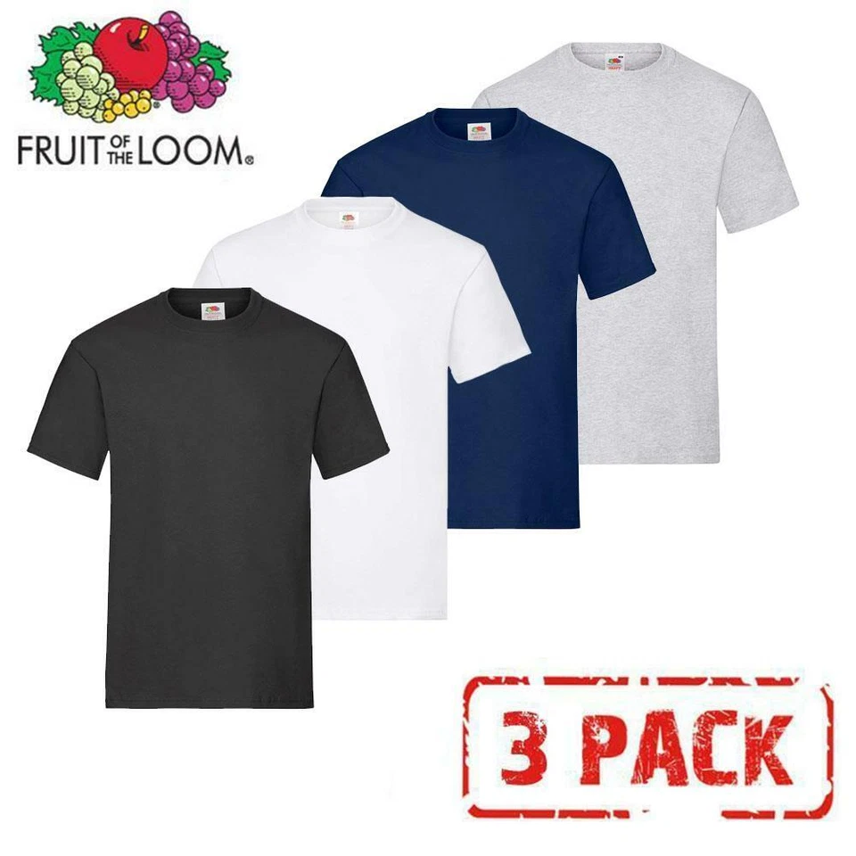 3 PACK MEN'S FRUIT OF THE LOOM PLAIN HEAVY COTTON BLANK T SHIRT TEE'S T-SHIRT - Image 1 of 1