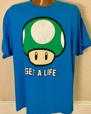 NEW Men's Super Mario Bros Toad Mushroom  Get A Life  T-shirt MEDIUM
