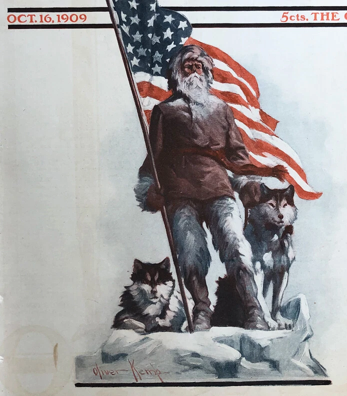 1909 Original SATURDAY EVENING POST COVER North Pole American Flag ILLUSTRATION - Image 2 of 3