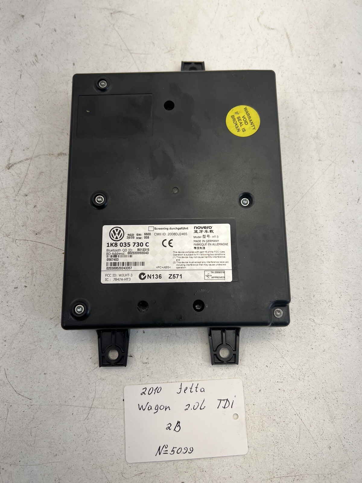 2010-2014 Volkswagen Jetta Sportwagen Communication Control Module OEM ...