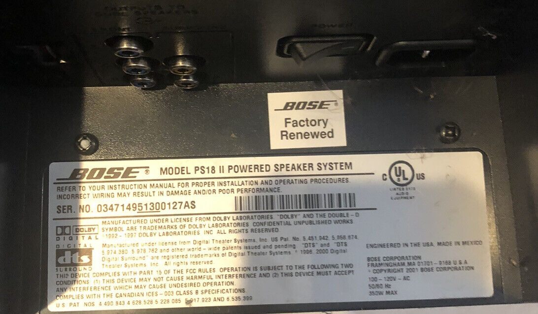Bose PS18 II Powered Subwoofer Only For lifestyle Speaker Bose PS18 II Powered Subwoofer Only For lifestyle Speaker
