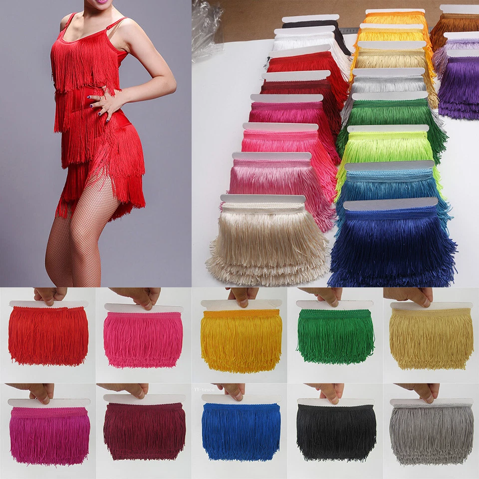 10 yardas 9 cm cadena borla flecos recorte disfraz cortina encaje bordes Foto 2 de 4