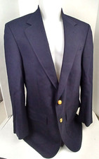 Lands End Blazer Mens 40L Navy Blue 100% Wool Suit Jacket Coat Classic Lined
