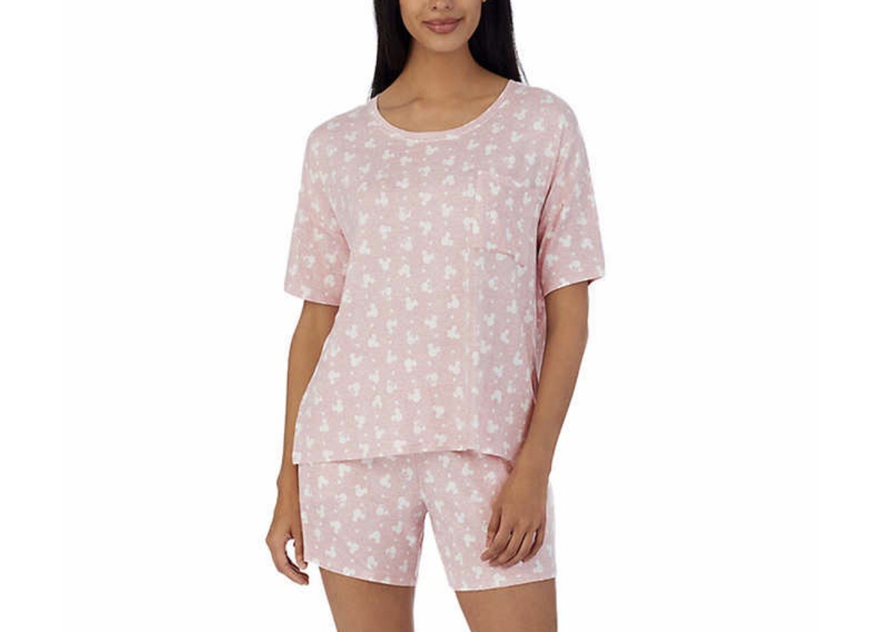 Women Disney Mickey And Minnie Short Pajama Set With Pockets Size M