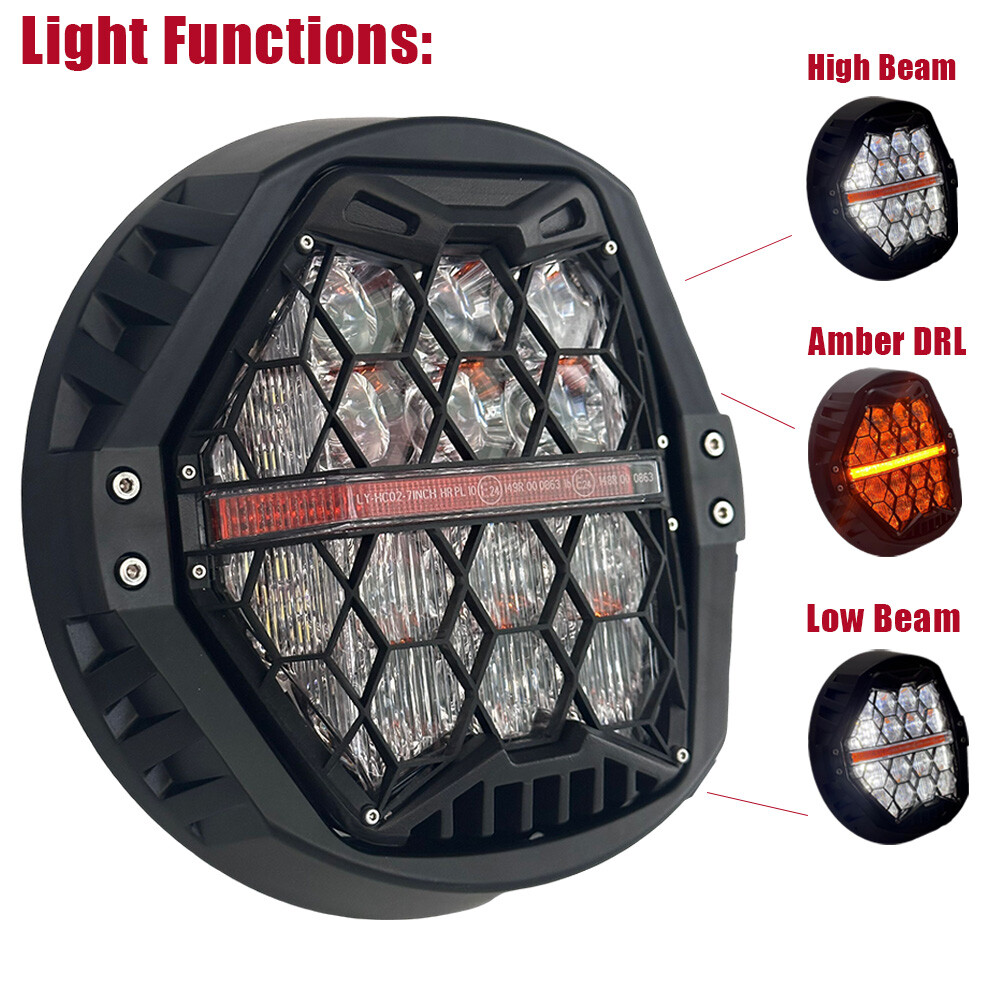 BraveWAY 5.75" Phare LED Rond Pour Moto 5-3/4 Pouces Moto Light Avec Blanc/ Ambre DRL+ Start-up Gradient Welcome Halo