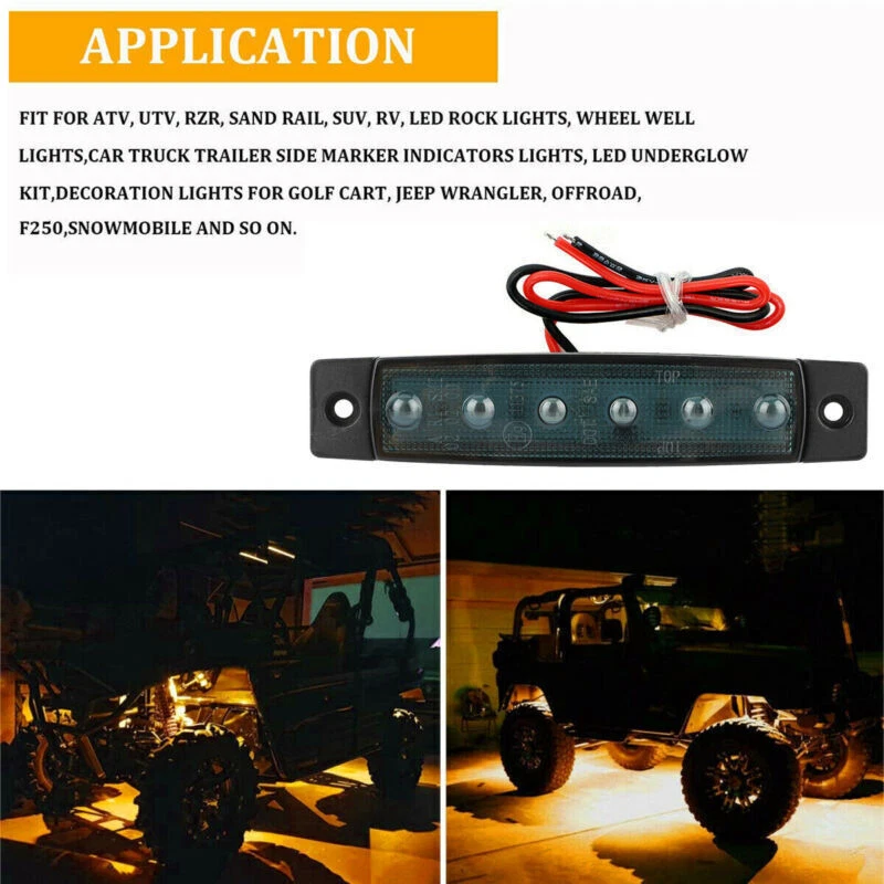 6 LED Smoked Side Marker Indicators Light Truck Trailer Boat Clearance 12/24V - Image 3 of 4