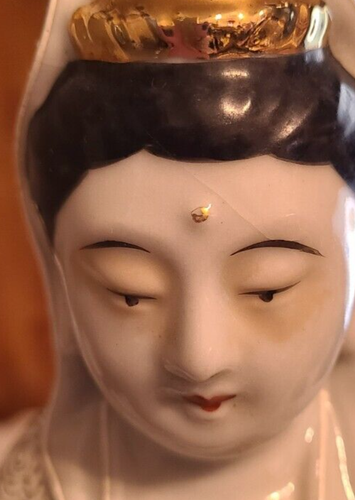 ANTIQUE KUTANI PORCELAIN BUDDIST GODDESS OF MERCY FIGURE STATUE GUANYIN KANNON - Picture 23 of 24