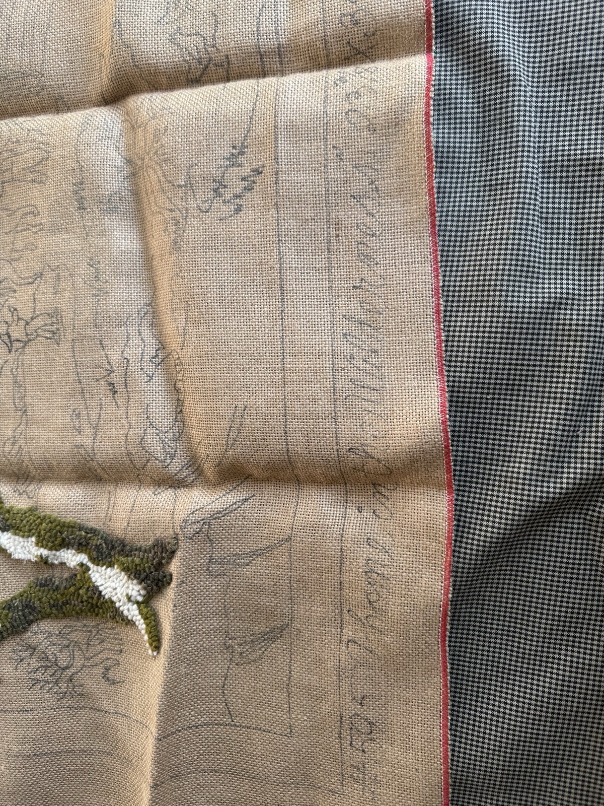 Vintage JOAN MOSHIMER Rug Hooking Pattern Burlap 22x34 Woods Cabin Scene