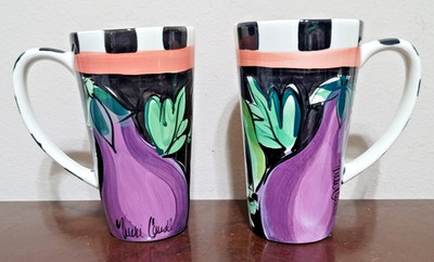 VICKI CARROLL STUDIO BON APPETITE 5 5/8  LATTE MUG ~ SET OF 2