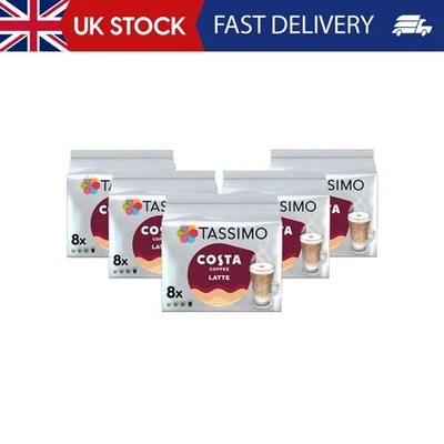 Tassimo Costa Latte Coffee Pods x8 (Pack of 5, Total 40 Drinks)