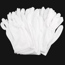 12 Pairs (24 PCS) White Soft Cotton Work Gloves Jewelry Coin Silver Inspection
