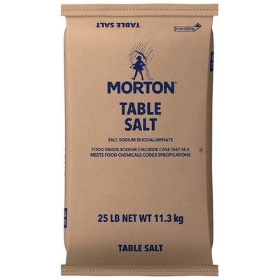 Morton Table Salt, Iodized, 25 Pound 400 Ounce (Pack of 1)
