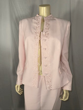 John Meyer of Norwich Women  s Pink Skirt Suit Set Size 14 Jacket  Midi Skirt w
