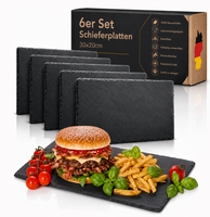 6Er Set Schieferplatten 30X20Cm Schiefer Servierplatten Untersetzer KäSeplatte