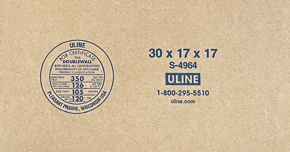 30" x 17" x 17"  CARDBOARD BOX (350 lb strength) DOUBLE WALL - SINGLE BOX - Image 2 of 4