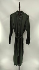 Quince Washable Stretch Silk Maxi Shirt Dress Forest Green Basic Sleeved S
