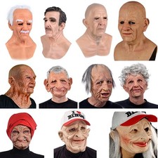 Halloween Granny Mask Latex Headgear Wig Masks