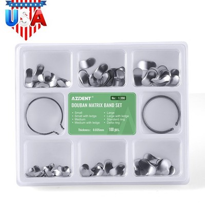 100Pcs/Box Dental Matrix Sectional Contoured Metal Matrices Band Resin Clamping