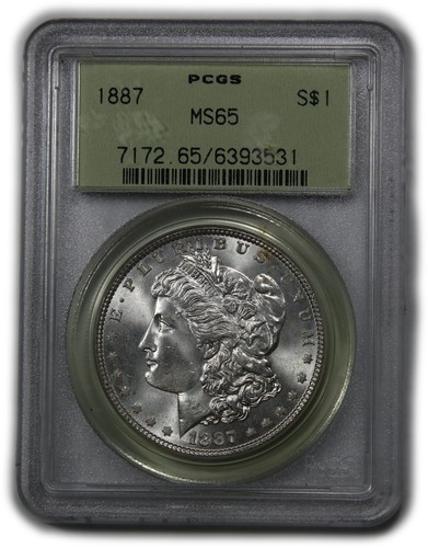 1887 P PCGS MS65 - Old Holder Silver Morgan Dollar $1 US Coin #62110A