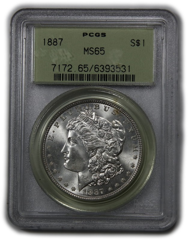 1887 P PCGS MS65 - Old Holder Silver Morgan Dollar $1 US Coin #62110A