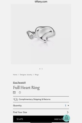 Tiffany & Co. Elsa Peretti Full Heart Ring size 7
