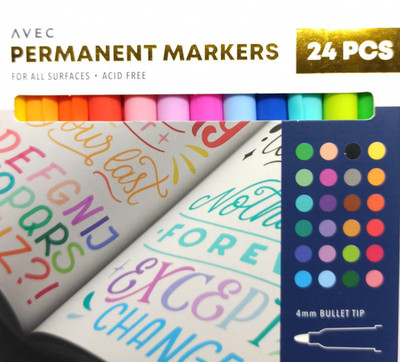 24x Permanent-Marker Multicolor | Wasserfest | Für Holz, Metall, Papier, Stein
