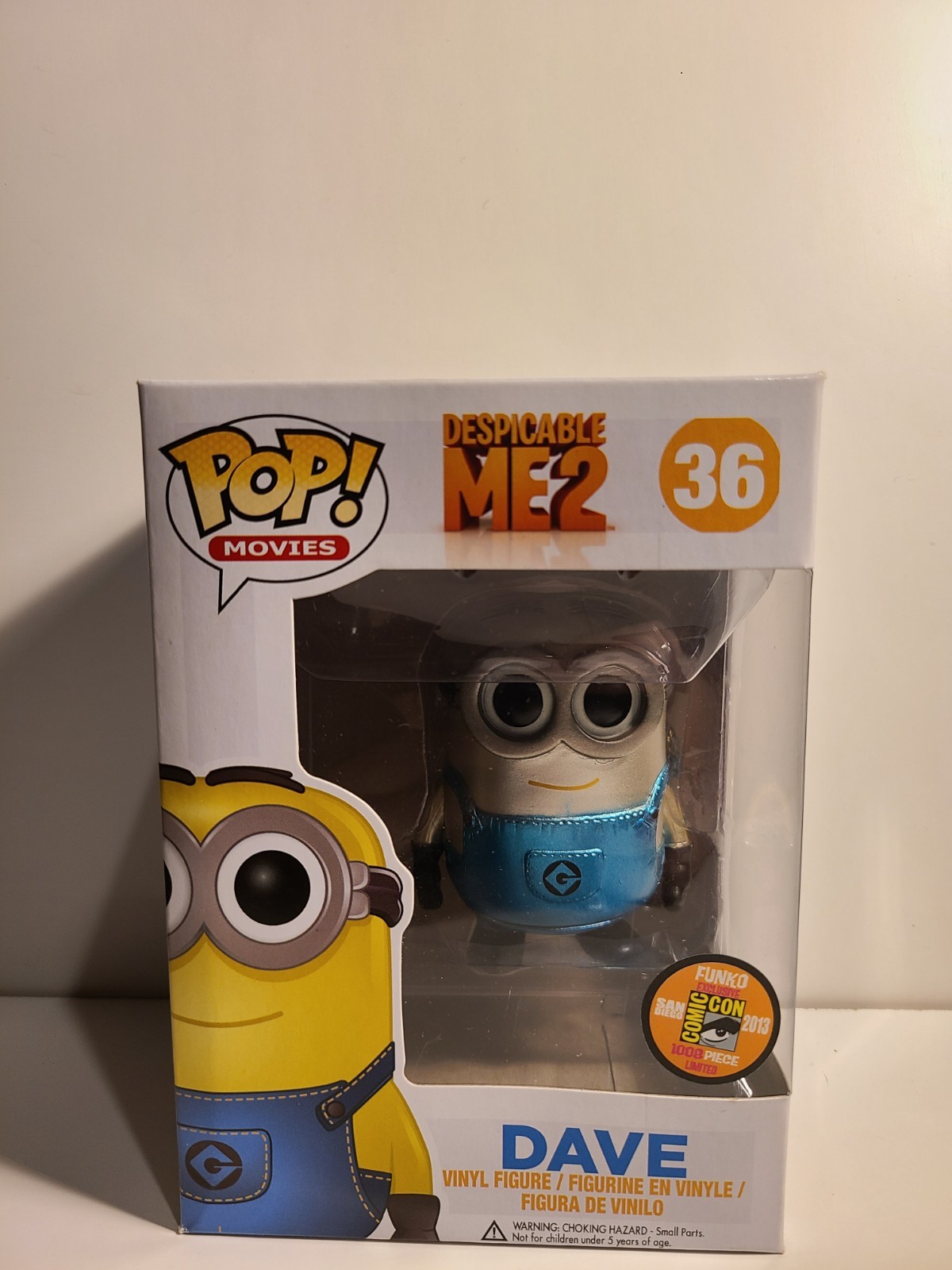 Funko Pop! Despicable Me 2 Minion Dave #36 Metallic Sdcc 2013 Exclusivo