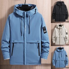Loose for Fit Men Hooded Jacket Casual Solid Color for Outdoor Workwear Daily