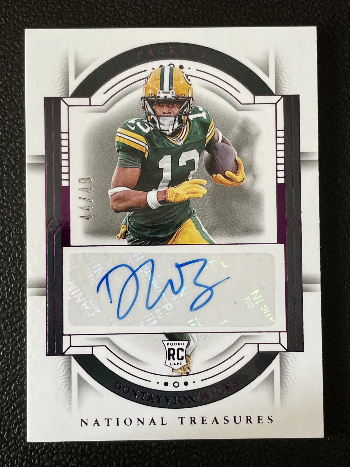 Dontayvion Wicks Panini National Treasures #120 Autograph-Purple