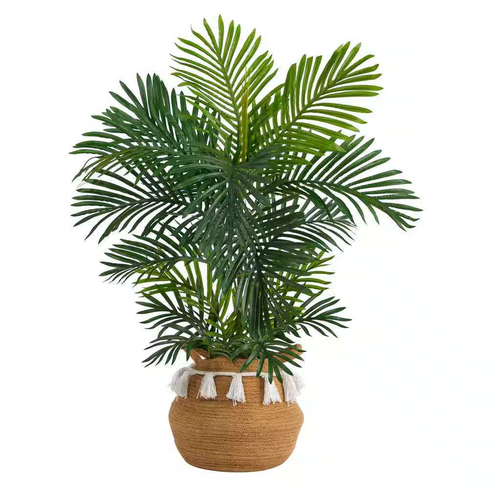 40-Inch Green Areca Artificial Palm Tree in Handmade Cotton Planter for Home Decor