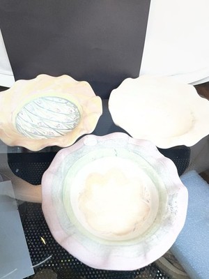 Vintage  Mackenzie Childs Round Fluted Fruit Bowls 1993 Richard & Victoria Set 3