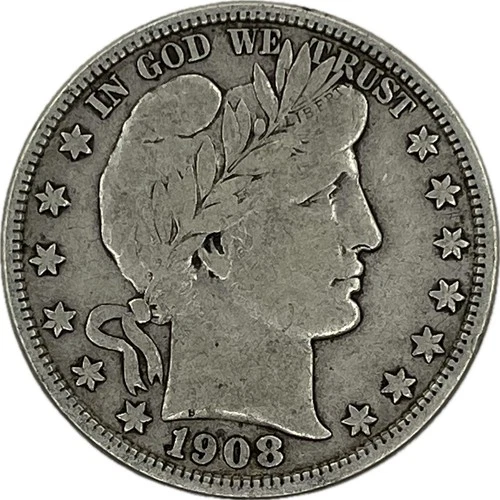 1908-D Barber Silver Half in SAFLIP® - VF- (Fine+)