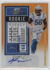 2020 Contenders Optic Rookie Ticket Orange Prizm 50/50 Kenneth Murray Auto 16wc