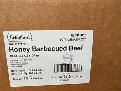 Bridgford Honey BBQ Beef MRE 1 Case 48ct
