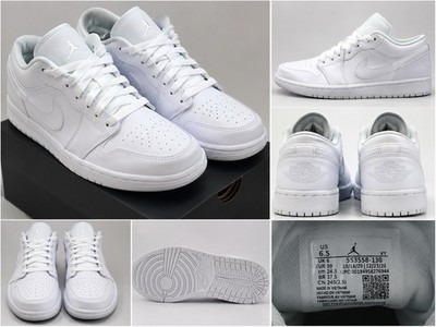 Jordan Air Jordan 1 Low Triple White Men s Leather Low Top Sneakers 553558-130
