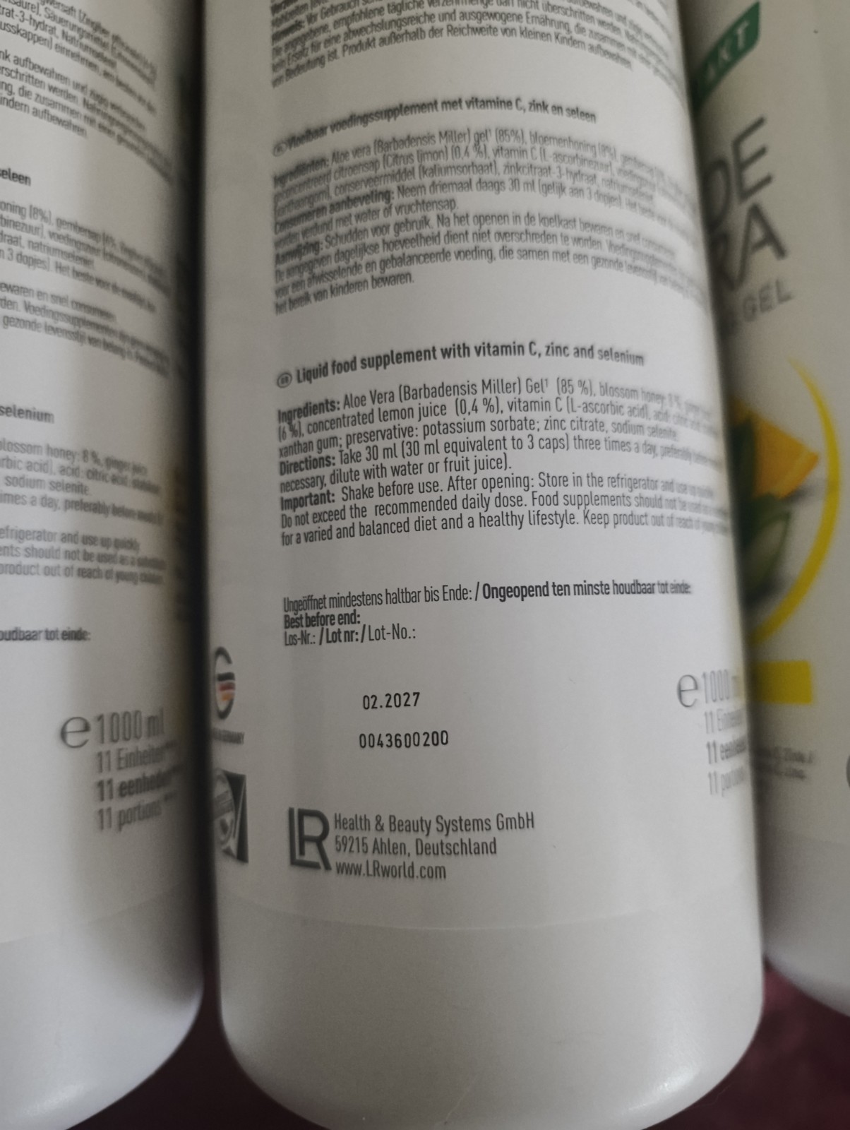 LR Aloe Vera Drinking Gel- Immune  3Liter  Neu/OVP MHD  02/27 im 3er Spar Set 3