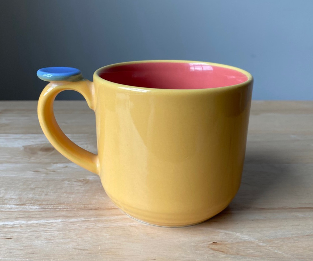 Vintage LINDT-STYMEIST COLORWAYS Yellow Salmon Blue Mug - Japan - EUC