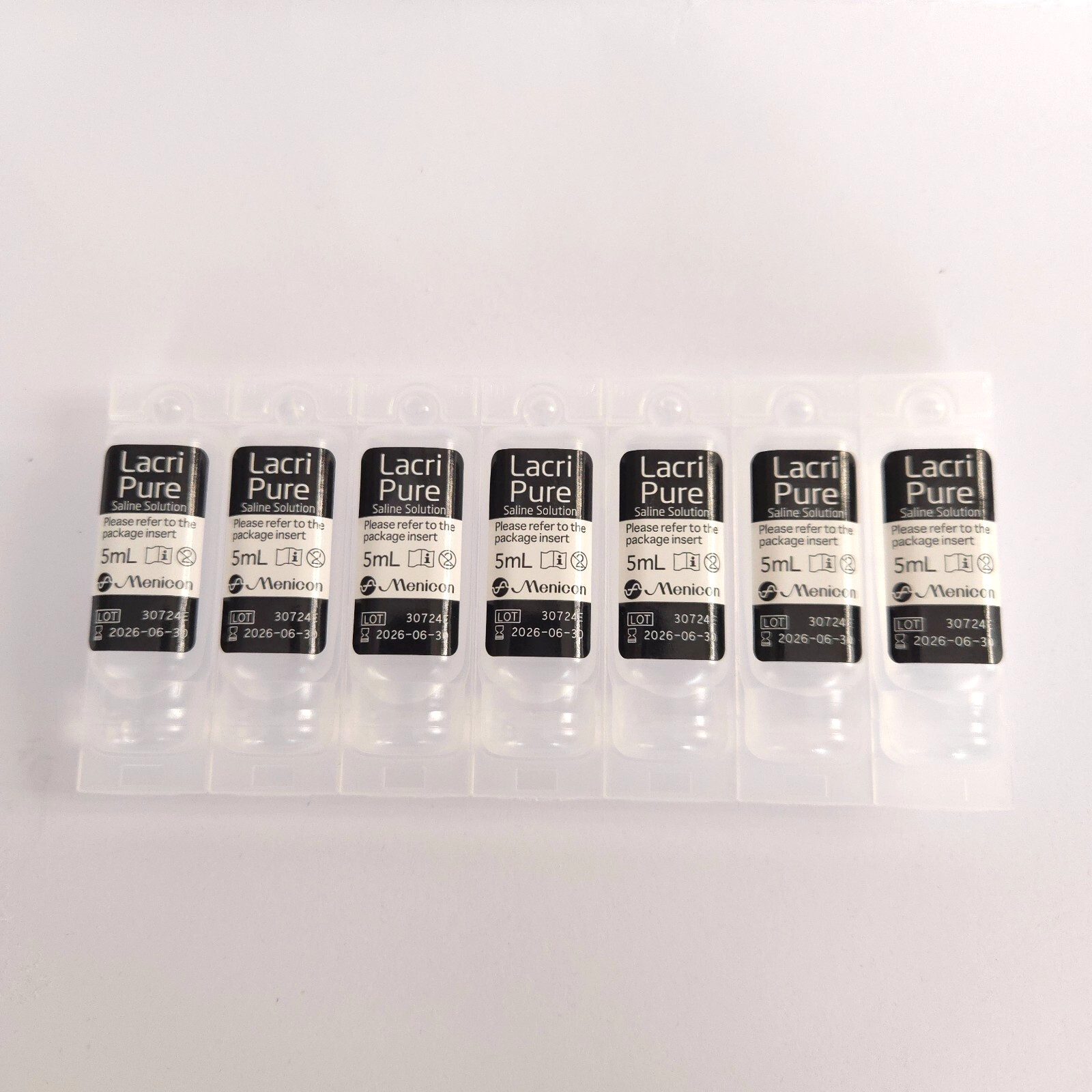 Menicon LacriPure Lacri Pure Saline Rinsing and Insertion Solution 5 ml (7 Pack)