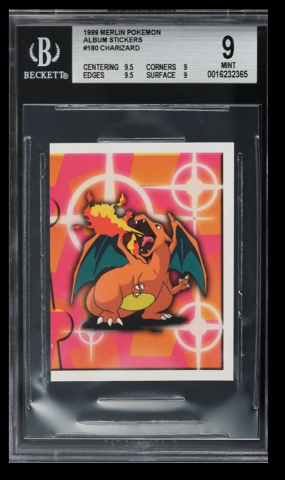 1999 Pokemon Merlin Album Stickers Charizard BGS 9 U.K. #180